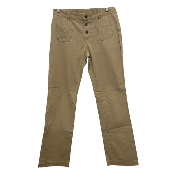 Old Navy Womens Khaki Pants Size 6 Straight Flair Leg 100% Cotton Button Fly - Picture 1 of 8